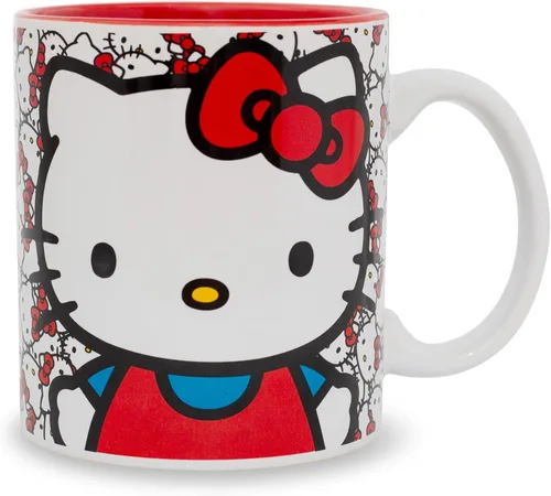 Miniatura 2 de Sanrio - Taza de cerámica de Hello Kitty Allover Faces Taza de café grande sin BPA para expreso, té, capacidad para 20 onzas