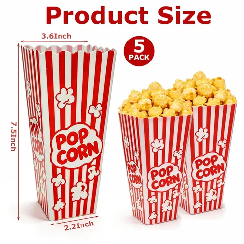 Miniatura 2 de Homrelaxy Paquete de 5 cajas de plástico para palomitas de maíz, 7.5 pulgadas de alto y 3.6 pulgadas cuadradas de gran capacidad, recipientes