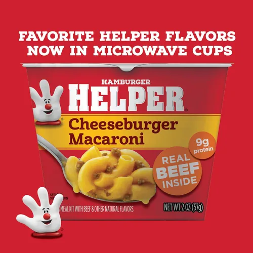 Miniatura 7 de Hamburger Helper Taza de macarrones para microondas con hamburguesa con queso (2 onzas, paquete de 6) sin sabores artificiales, listos en 4 minutos