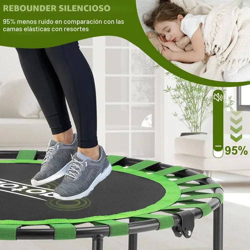Miniatura 5 de AOTOB Trampolín de Fitness de 40/48" para Adultos, Carga Máxima 450 LBS, Mini Trampolín Plegable con Cuerdas Elásticas Duraderas, Pequeño Trampolín