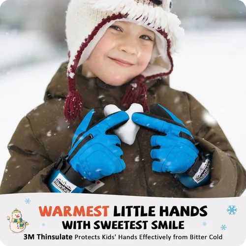 Miniatura 2 de Hikenture Guantes de nieve para niños, 3M Thinsulate, guantes de esquí para niños, guantes de nieve para niños y niñas, guantes de invierno