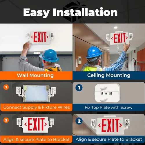 Miniatura 4 de LFI Lights Thin COMBO UL 924 Listed, LED rojo, señal de salida con luces de emergencia, blanco, 120-277 VCA cableada con batería de respaldo, doble