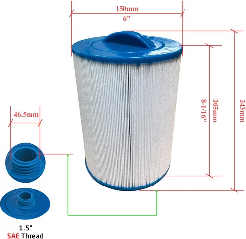 Miniatura 2 de Malaka Filtro de spa compatible con PWW50P3 6CH-940 FC-0359 1-1/2 pulgadas SAE/rosca gruesa φ6x8 pulgadas cartucho de filtro para bañera
