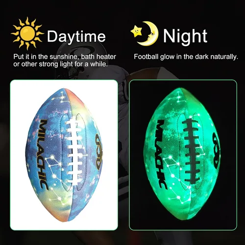 Miniatura 2 de Balón de fútbol que brilla en la oscuridad Tamaño 9 y Tamaño 6 para jóvenes, balones de fútbol luminosos y brillantes con súper agarre, de piel