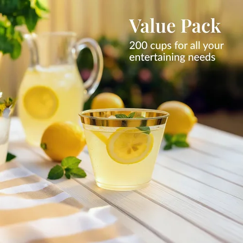 Miniatura 4 de Vasos desechables resistentes Prestee - Vasos de plástico elegantes y resistentes - Vajilla de plástico para cóctel - Vaso desechable para beber