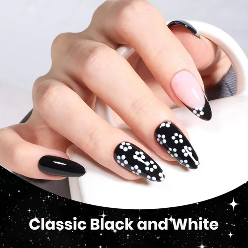 Miniatura 5 de Beetles - Juego de esmaltes de gel blanco y negro, 6 colores plateados, ojo de gato, purpurina brillante con imán, arte de uñas UV LED, hogar, salón