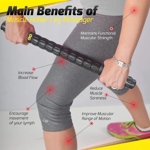 Miniatura 4 de Physix Gear - Rodillo de masaje muscular para piernas, rodillo de masaje para tejido profundo para atletas, rodillo muscular de terapia física