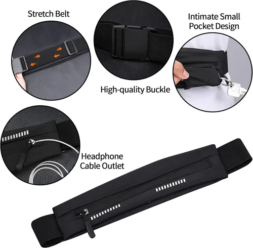 Miniatura 5 de Cangurera delgada para correr para mujeres y hombres, riñonera para corredores, soporte para teléfono, cinturón de cintura para entrenamiento