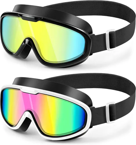 Miniatura 8 de Paquete de 2 gafas de natación de visión amplia, antiempañamiento y con correa de tela de comodidad UV, sin fugas, para adultos, hombres, mujeres