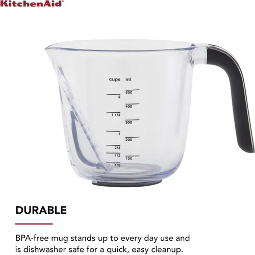 Miniatura 4 de KitchenAid Universal Easy View - Taza medidora en ángulo, tamaño mediano, transparente con mango negro