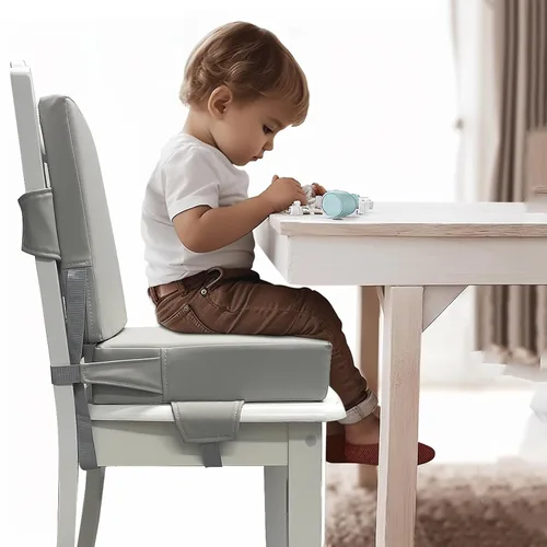 Miniatura 2 de Eiury Asiento elevador para mesa de comedor, PU antiarañazos fácil limpieza niños asiento elevador para mesa, cojín de aumento de viaje portátil