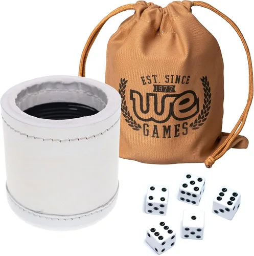 Miniatura 9 de WE Games Juego de dados de cuero negro profesional hecho a mano, viene con 5 dados de juego estándar y bolsa de tela, rodillo de dados