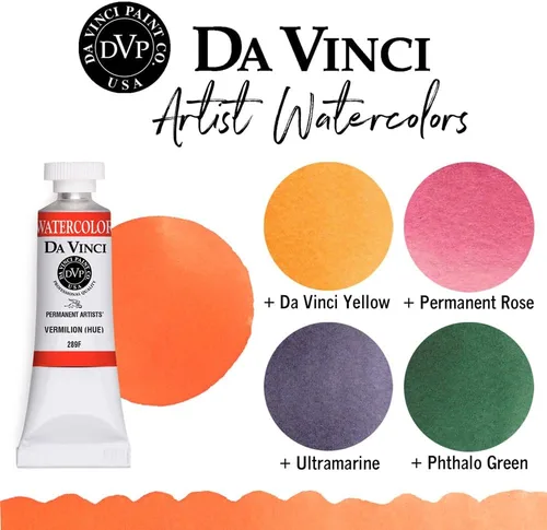 Miniatura 110 de DA VINCI PAINTS Pintura Acuarela Profesional para Artistas, Alizarin Crimson (Quinacridone), 37ml Índigo