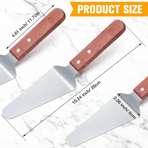 Miniatura 2 de Zhehao Paquete de 20 espátulas de pizza con mango de madera, acero inoxidable, espátula triangular antideslizante, fácil de agarrar, espátula
