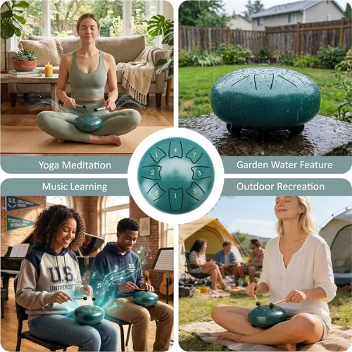 Miniatura 6 de Tambor de lengua de acero de 6 pulgadas, 8 notas, tambor de lluvia para jardín al aire libre, instrumento de percusión fácil de usar, regalo único