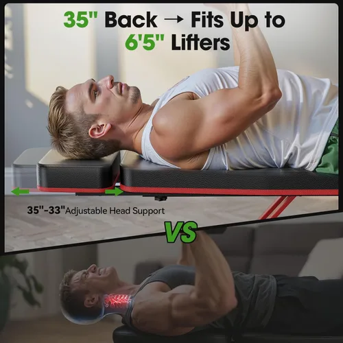 Miniatura 2 de FLYBIRD Banco de pesas ajustable que se adapta hasta 6'5'', capacidad de 750 libras para entrenamiento de cuerpo completo, banco plegable resistente