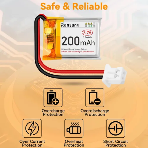 Miniatura 2 de Batería Lipo de 3.7 V 200 mAh 502025 Batería recargable de polímero de litio con conector Micro JST 2.0 Circuito de protección integrado