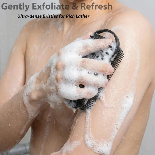 Miniatura 3 de 2 piezas de cepillo corporal de silicona, cepillo de baño y ducha exfoliante 2 en 1, esponja de loofah de silicona suave para piel sensible