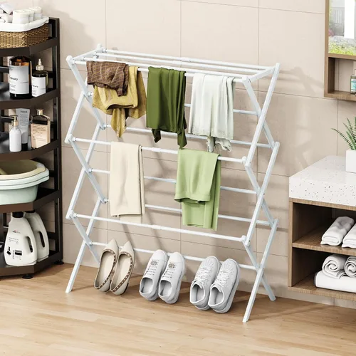 Miniatura 9 de STARLATTA Tendedero plegable para ropa, 3 niveles, portátil, para interiores y exteriores, antioxidante, compacto, plegable, tamaño compacto, carga