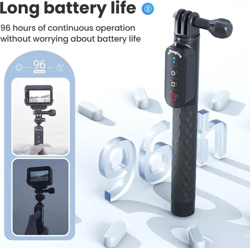 Miniatura 4 de Control remoto Selfie Stick recargable impermeable 39.4 in estirable compatible con cámara de acción Insta360/Gopro y iOS Android Smartphone
