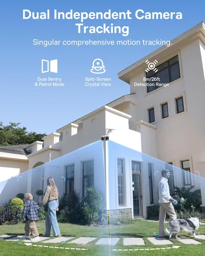 Miniatura 3 de Baseus X1 Pro Cámara de seguridad solar de doble seguimiento inalámbrica para exteriores, cámaras AI duales 3K, panorámica de 300°