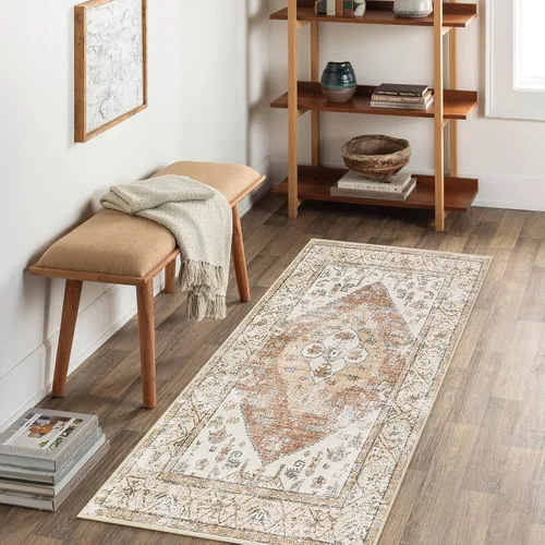 Miniatura 65 de Beeiva Alfombras florales de entrada, lavables para interiores, ultra fina, de 2 x 3 pies, antideslizante, para cocina, tapete de cachemira suave