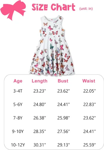 Miniatura 6 de Vestidos de verano para niñas, sin mangas, con bolsillo, vestido de sirena de mariposa, vestido casual de verano para niñas de 3 a 12 años