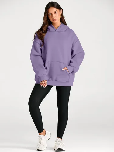 Miniatura 29 de Trendy Queen - Sudaderas extragrandes con capucha para mujer, suéteres de manga larga, sin botones, de vellón, de otoño, ropa de invierno