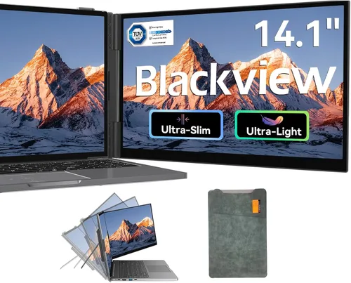 Blackview Extensor de pantalla para laptop, 1.3 libras ultraligero y ultradelgado de 0.17 pulgadas, 14 pulgadas, FHD 1080P IPS, extensor de monitor