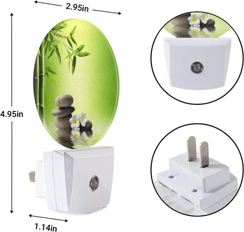 Miniatura 7 de EKOBLA Luz nocturna enchufable de meditación, luz nocturna LED oriental de bambú y piedra zen con encendido/apagado automático Piedra de bambú