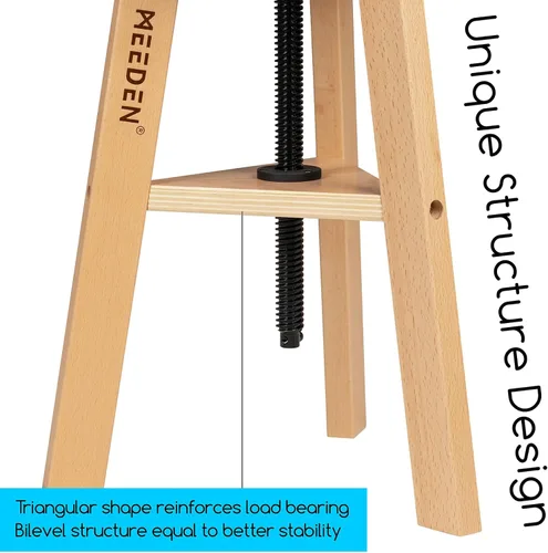 Miniatura 5 de MEEDEN Taburete de dibujo de madera con altura ajustable, taburete de artista, taburete de estudio de oficina, hasta 220 libras, madera de haya
