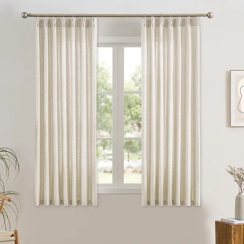 Miniatura 22 de RAIN CITY - Juego de 2 cortinas de 45 pulgadas de largo con plisado con pellizco, cortinas semitraslúcidas para dormitorio, cuarto de bebé