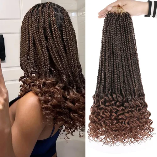 Miniatura 30 de XTREND 10 Pulgadas 6 Paquetes Trenzas de Caja de Ganchillo Cabello Pre-anudado Sin Nudos Bobo Trenzas de Caja 3X Extensiones de Cabello Trenzado 1b#