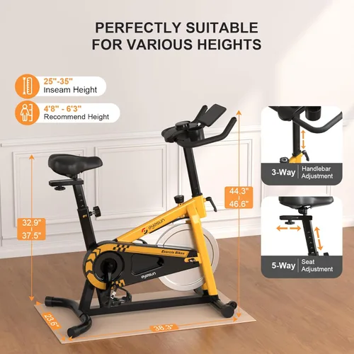 Miniatura 4 de Exercise Bikes for Home, Exercise Bike with Adjustable Friction, Brake Pad Resistance Silent Belt Drive, 330lbs Weight Capacity &Upgraded Version