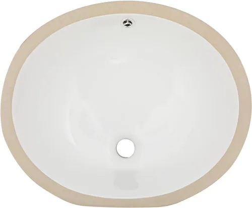 Fregadero ovalado de cerámica para debajo de la encimera, de 19 x 16 pulgadas, lavabo ovalado de porcelana blanca con desbordamiento