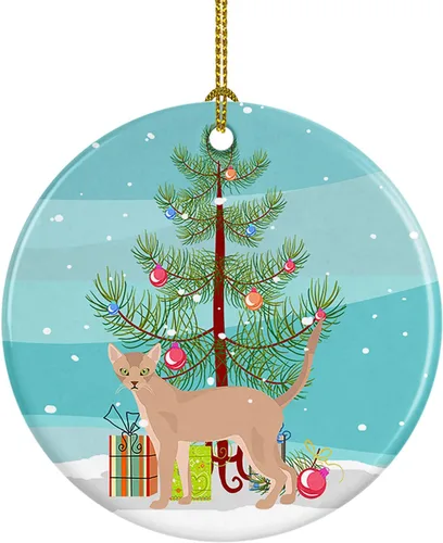 Miniatura 88 de Caroline's Treasures Adorno de cerámica con texto en inglés "Merry Christmas" para colgar en el árbol de Navidad, decoración para el hogar, Navidad