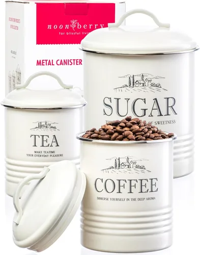 noonberry Botes de cocina para encimera, juego de recipientes de cocina herméticos de 3 piezas, recipientes de té y café con azúcar para encimera de