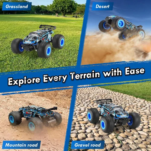 Miniatura 3 de Coche de Control Remoto, Coches RC a Escala 1:18, Camión RC Todo Terreno con Luz LED, 20KM/H, Recargable, 2WD, 2.4GHz, Carcasa de PVC Resistente