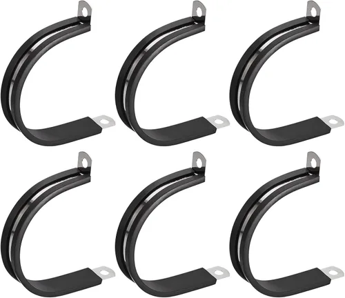 Miniatura 50 de uxcell Abrazadera de cable de 1/2 pulgada (0.472 in) de acero inoxidable 304 Abrazadera aislada acolchada de goma de acero inoxidable en forma de R
