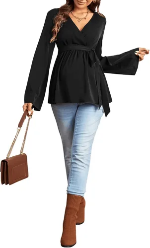 Miniatura 5 de Verdusa Blusa de maternidad de manga larga con cuello en V para mujer