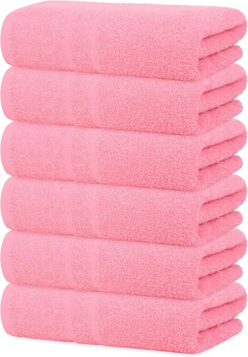 Miniatura 20 de Toallas de baño básicas medianas de 24 x 48 pulgadas, paquete de 6, color beige, suaves y absorbentes, toallas de algodón multiusos para baño, spa