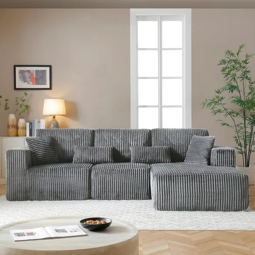 Miniatura 18 de Sofás seccionales de nube deshuesada de 95 pulgadas para sala de estar, cómodo y esponjoso sofá de espuma viscoelástica en forma de L, sofá modular