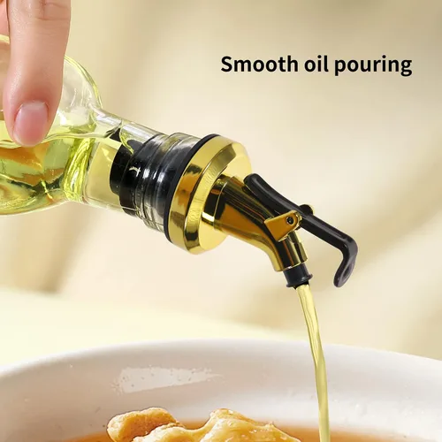 Miniatura 5 de 12 piezas de aceite de oro dispensador de aceite de oliva para tapón de botella, tapa de boquilla a prueba de fugas para aceite vinagre ensalada