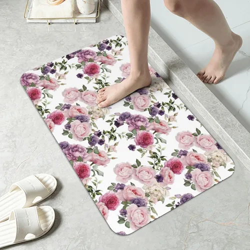 Miniatura 12 de Alfombra de baño para baño, patrón bohemio clásico, antideslizante, secado rápido, lavable a máquina, cómoda alfombra de baño para baño, bañera