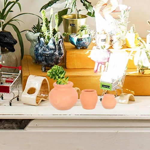 Miniatura 7 de Sewroro 9 mini macetas de cerámica para suculentas, pequeñas macetas de arcilla para espacios pequeños y decoración de oficina