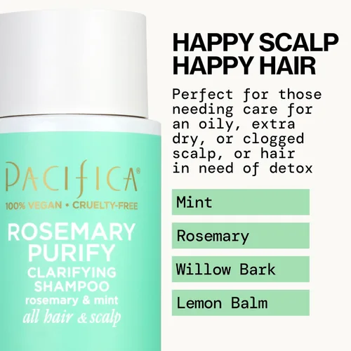 Miniatura 2 de Pacifica Champú Clarificante – Champú Purificante y Revigorante de Romero con Menta Calmante para Desintoxicar el Cabello y el Cuero Cabelludo, Sin
