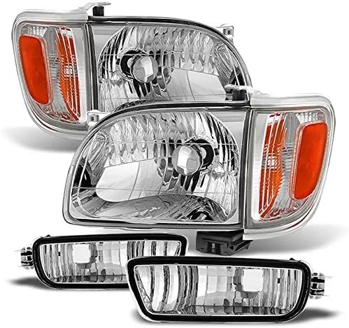 Miniatura 6 de AKKON - Para faros delanteros negros 01-04 Toyota Tacoma Pickup Truck Faros delanteros + Luces de señal de esquina Juego de 4 piezas