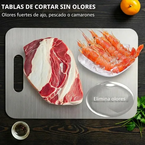 Miniatura 3 de Tabla de cortar de titanio – Tablas de cortar de titanio 100% puro, grado alimenticio, superficie antideslizante, apta para lavavajillas, elegante