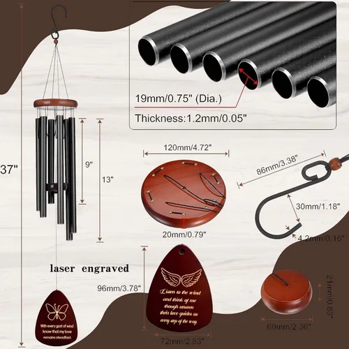 Miniatura 6 de WANSENCE Campanillas de viento conmemorativas para la pérdida de un ser querido - Campanillas de viento para exteriores, campanillas de viento