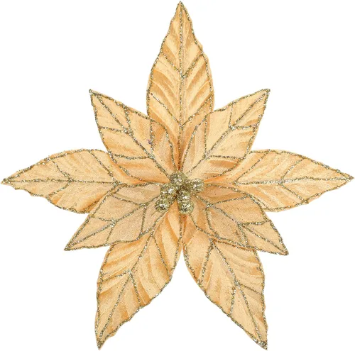 Miniatura 8 de Briful Flores de Pascua con Purpurina Navideñas de Cabezas Grandes de 12 Pulgadas Adornos para Árbol de Navidad Juego de 4 Flores Artificiales